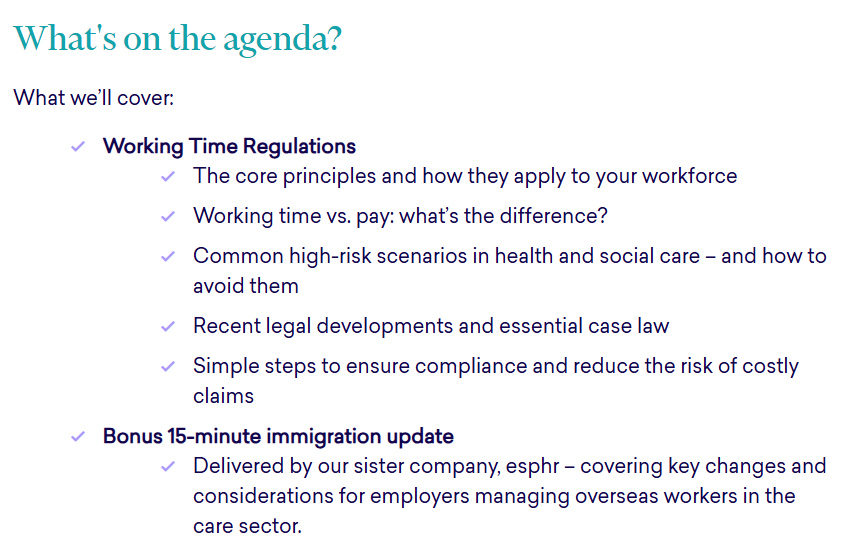 𝐖𝐨𝐫𝐤𝐢𝐧𝐠 𝐓𝐢𝐦𝐞 𝐑𝐞𝐠𝐮𝐥𝐚𝐭𝐢𝐨𝐧𝐬: What Employers in Health and Social Care need to know

Join WorkNest’s free expert-led webinar on 7 August at 11am for practical advice tailored to your sector: worknest.com/training/worki…
<a href="/WorkNestGroup/">WorkNest</a>