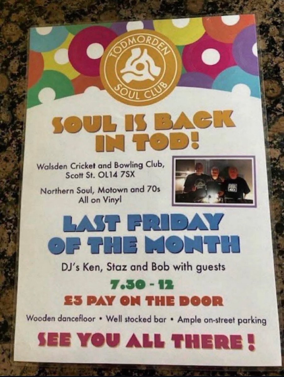 Soul Night this Friday (25/07/25) 💃 

Don’t miss a great night. 

🎟️ £3 - pay on the door 

Everyone very welcome.

🟢🟡🎶🪩