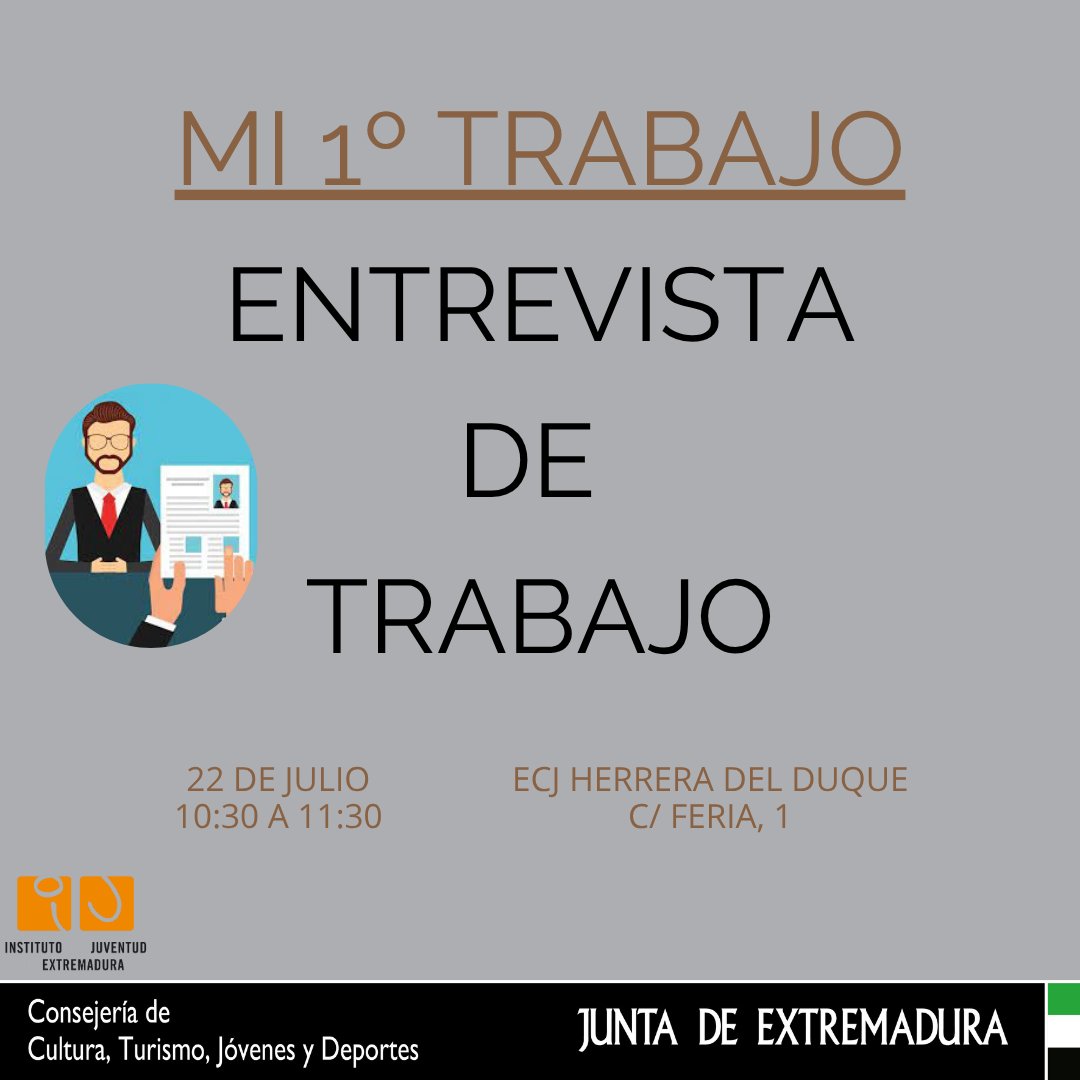 Si tienes entre 16 y 20 años y te vas a incorporar al mudo laboral, no te pierdas nuestra semana de Mi Primer Trabajo.
Continuamos nuestras sesiones con un aspecto muy importante:
Como acudir a una entrevista de trabajo.