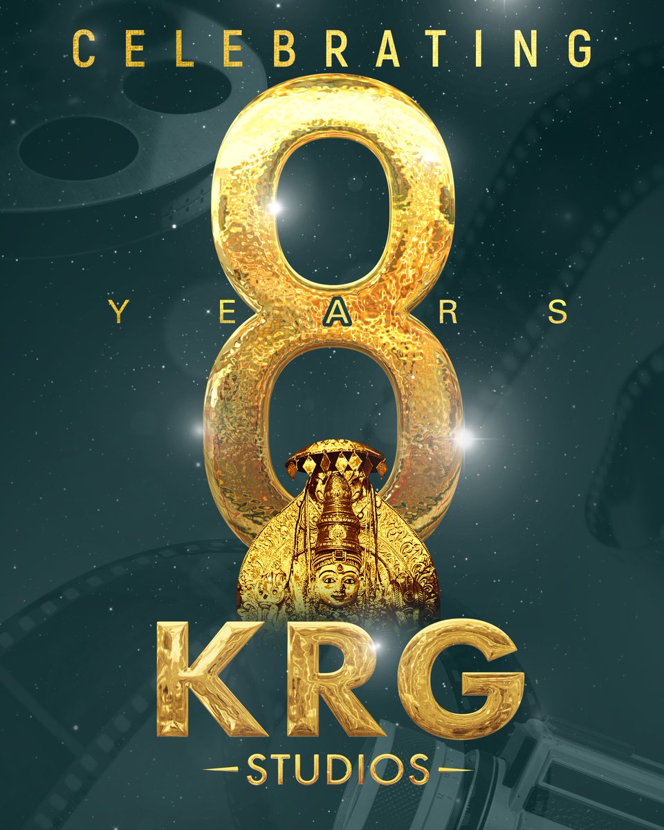 𝗞𝗥𝗚 𝗦𝘁𝘂𝗱𝗶𝗼𝘀 𝗧𝘂𝗿𝗻𝘀 𝟴! 
Celebrating 8 wonderful years of KRG Studios! KRG has stood tall as a creative Powerhouse! 🤩
From nurturing fresh talent to delivering unforgettable cinema,  Each year has been a chapter filled with dreams turned into reality and