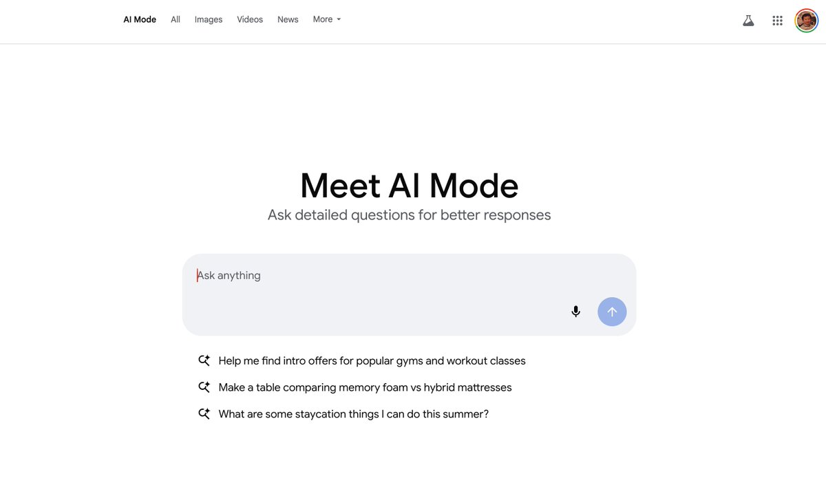 体验上了 Google AI Mode，不知道会不会后面直接把Gemini Agent嵌入到这里面，直接绕过各个AI浏览器。。。