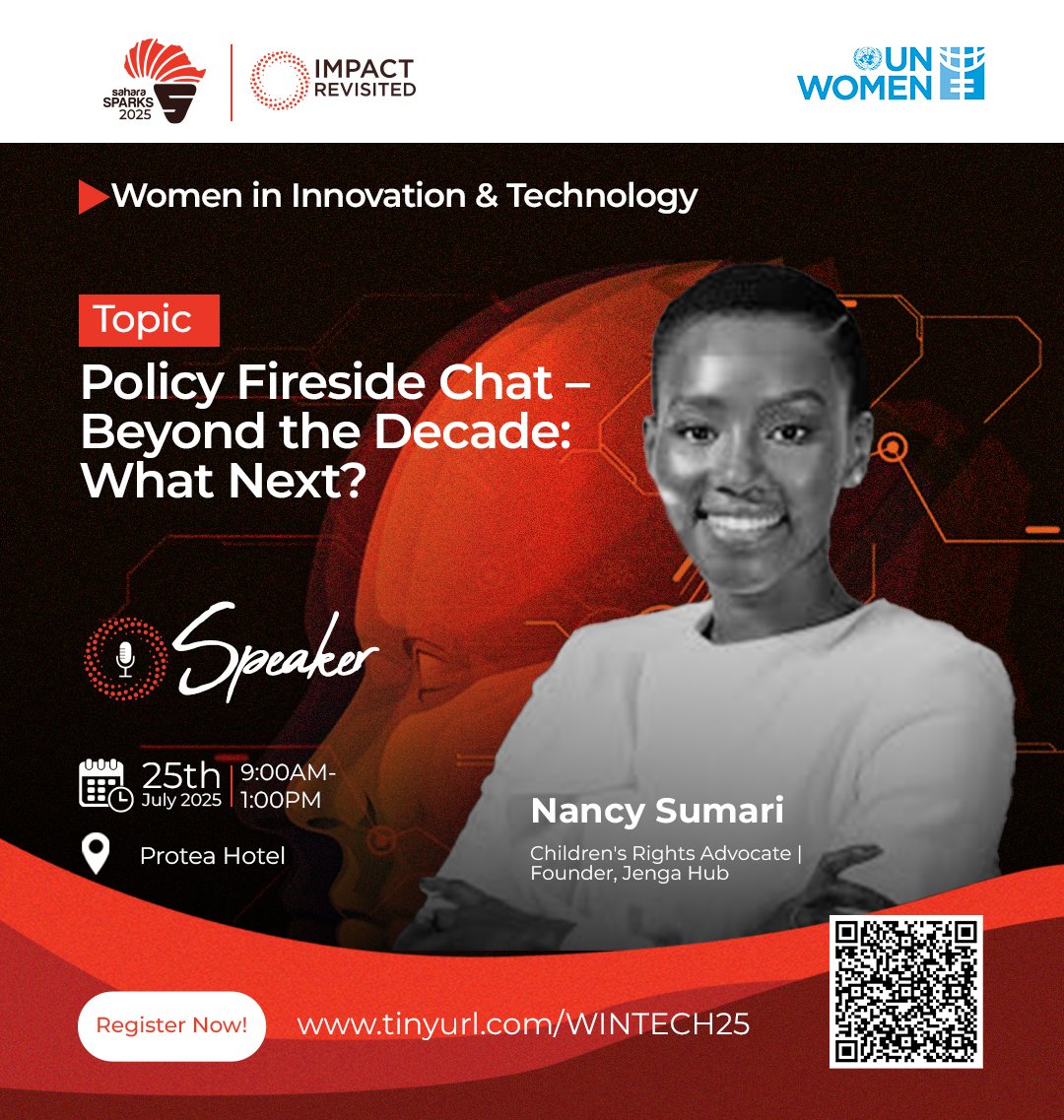 This Friday, we’re joined by trailblazer <a href="/NancySumari/">Nancy Sumari</a>, of <a href="/JengaHub/">Jenga Hub</a>, a powerful voice in Women in Innovation &amp; Tech.
Get ready for bold insights and inspiration. You won’t want to miss it. 💡✨ Secure Your Spot. Register Now!
#SaharaSparks2025
#ImpactRevisited