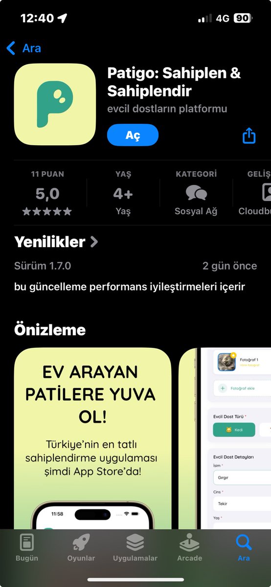 Patigo isminde bir uygulama, sahiplenmeyi bekleyen miniklerimiz için yapılmış