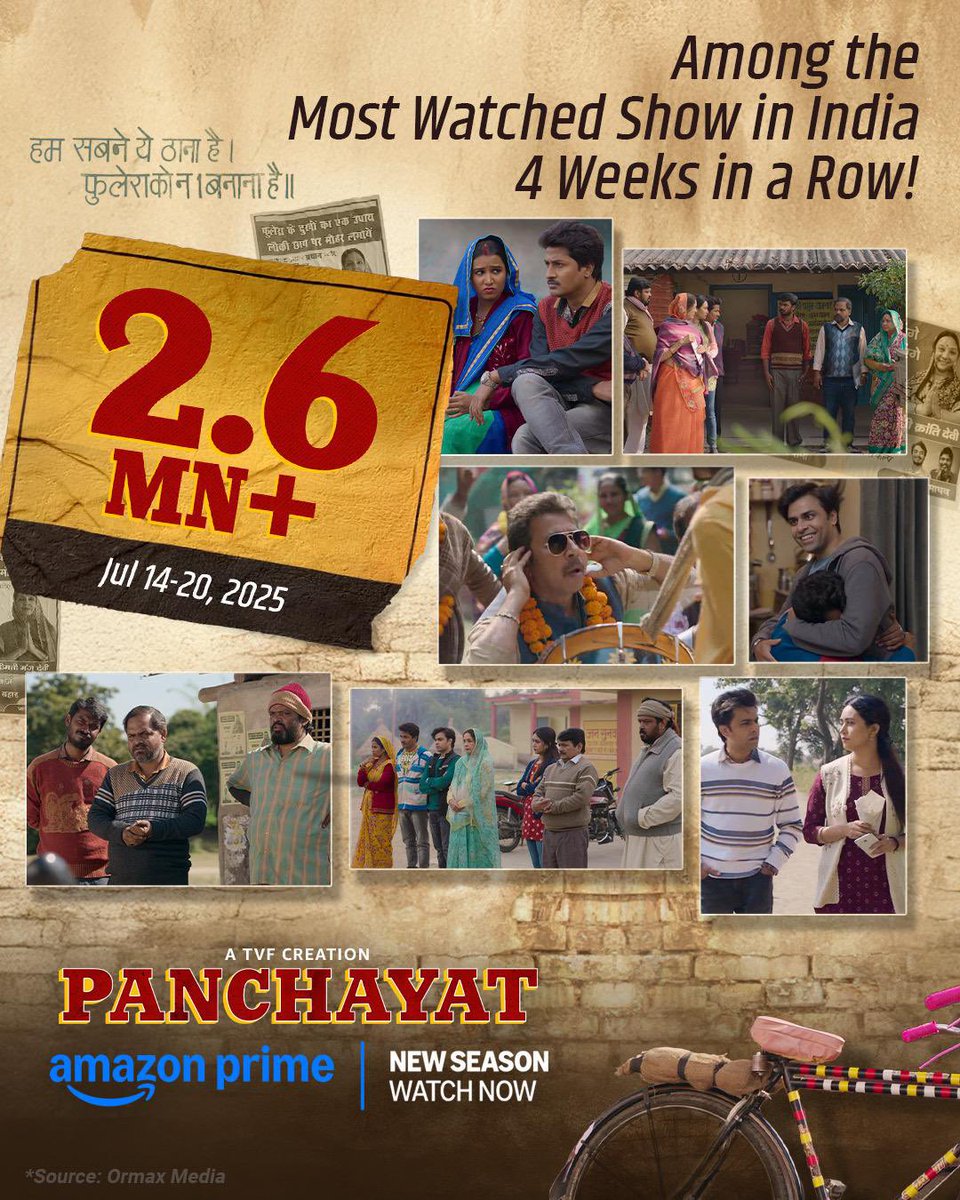 The Viral Fever (@theviralfever) on Twitter photo 4 hafte, sirf phulera ka raj! 🔥
#PanchayatOnPrime, Watch now on <a href="/PrimeVideoIN/">prime video IN</a>
<a href="/PrimeVideoIN/">prime video IN</a> <a href="/TheViralFever/">The Viral Fever</a> <a href="/StephenPoppins/">Deepak Mishra</a> <a href="/chandan_txt/">Chandan</a> <a href="/Akshatspyro/">Akshat Vijaywargiya</a> <a href="/uncle_sherry/">Shreyansh Pandey</a> <a href="/vijaykoshy/">Vijay Koshy</a> <a href="/Farjigulzar/">Jitendra kumar 🤟</a> #RaghubirYadav <a href="/Neenagupta001/">Neena Gupta</a> <a href="/chandanroy77/">CHANDAN ROY</a> <a href="/malikfeb/">faisal malik</a> <a href="/Sanvikka/">Sanvikaa</a> <a href="/Durgesh81091370/">Durgesh Kumar</a> 4 hafte, sirf phulera ka raj! 🔥
#PanchayatOnPrime, Watch now on <a href="/PrimeVideoIN/">prime video IN</a>
<a href="/PrimeVideoIN/">prime video IN</a> <a href="/TheViralFever/">The Viral Fever</a> <a href="/StephenPoppins/">Deepak Mishra</a> <a href="/chandan_txt/">Chandan</a> <a href="/Akshatspyro/">Akshat Vijaywargiya</a> <a href="/uncle_sherry/">Shreyansh Pandey</a> <a href="/vijaykoshy/">Vijay Koshy</a> <a href="/Farjigulzar/">Jitendra kumar 🤟</a> #RaghubirYadav <a href="/Neenagupta001/">Neena Gupta</a> <a href="/chandanroy77/">CHANDAN ROY</a> <a href="/malikfeb/">faisal malik</a> <a href="/Sanvikka/">Sanvikaa</a> <a href="/Durgesh81091370/">Durgesh Kumar</a>