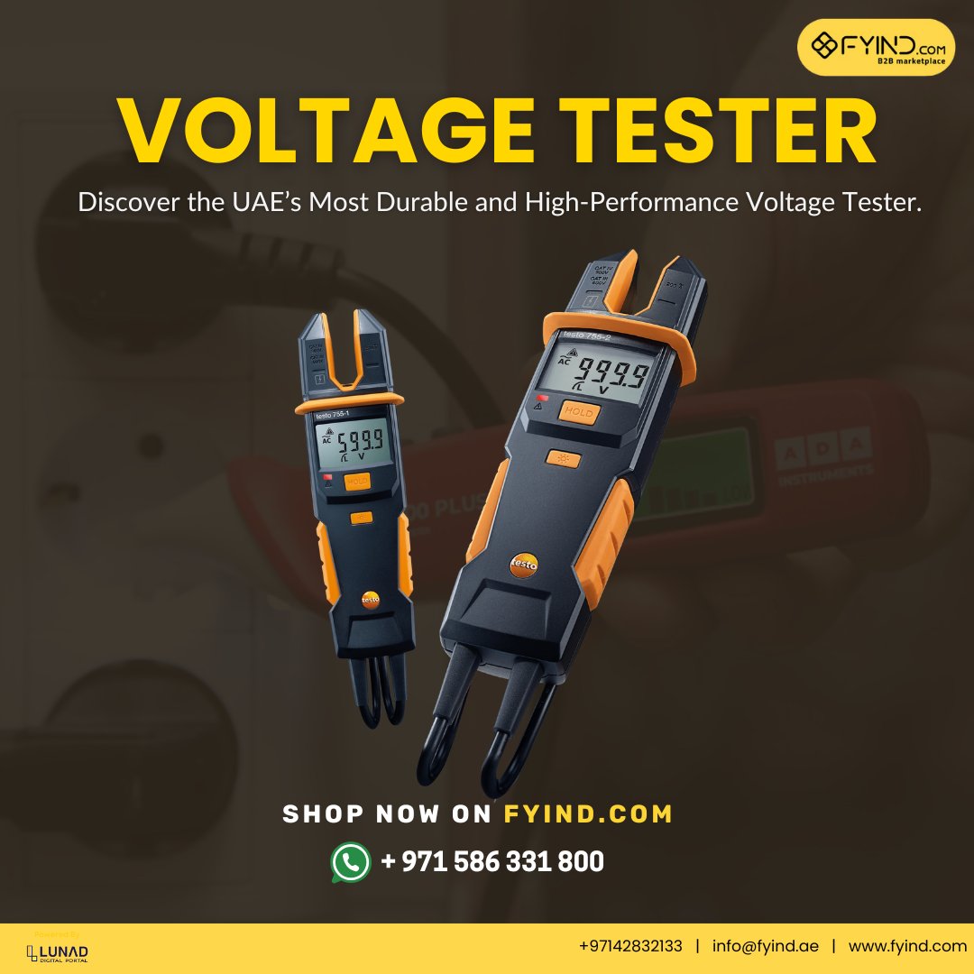 FYIND_COM's tweet image. Looking for a voltage tester that’s tough, reliable, and delivers best results every time? Well, meet one of the UAE’s most trusted high-performance tools now available on Fyind - fyind.com/uae/en/tools-a…

.
#VoltageTester #TestInstruments #Tools  #B2BMarketplace #Fyind #UAE #KSA