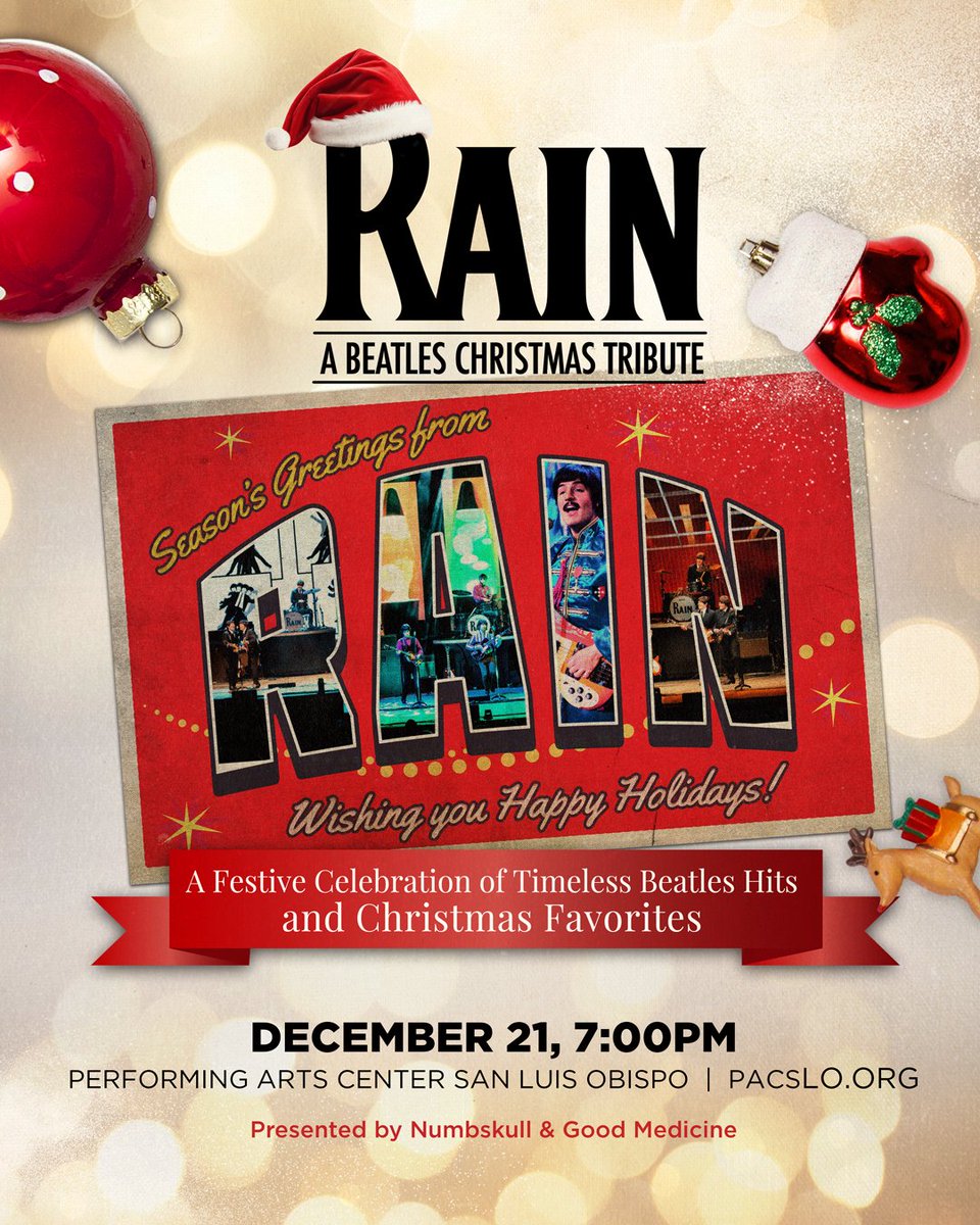 GoodMedicine805's tweet image. JUST ANNOUNCED - Rain - A Beatles Christmas Tribute at PACSLO on December 21st! General presale on sale July 25th at 10am: pacslo.org/events/detail/…
@NumbskullShows #goodmedicine #PACSLO #SLO