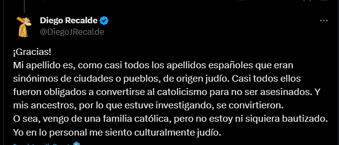 CRIturralde1's tweet image. EDUCANDO A RECALDE
1. @DiegoJRecalde  Si no fuiste bautizado, tu familia no era católica
2. Ningún judío fue asesinado por no convertirse. ¿Qué eran entonces las juderías? 
3. Te reís del peronismo, pero no sabés ni escribir (yo corregí tu último libro)
4. Sos un títere mediático