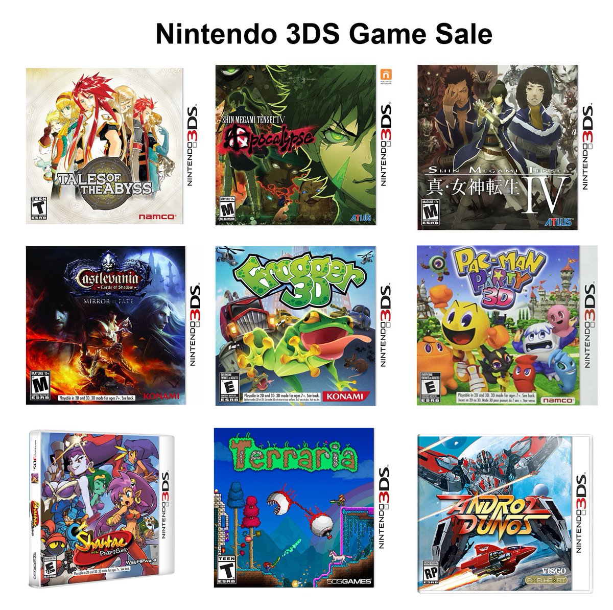 VideoGamesPlus_'s tweet image. 35 Nintendo 3DS games are available again and on sale at VGP!
👉tinyurl.com/bdd9xcr7
🚨Shin Megami Tensei IV & Apocalypse!
- Limited Quantities
- 1 Per customer on certain titles
- Enjoy Free shipping when you spend $75 / 55 USD