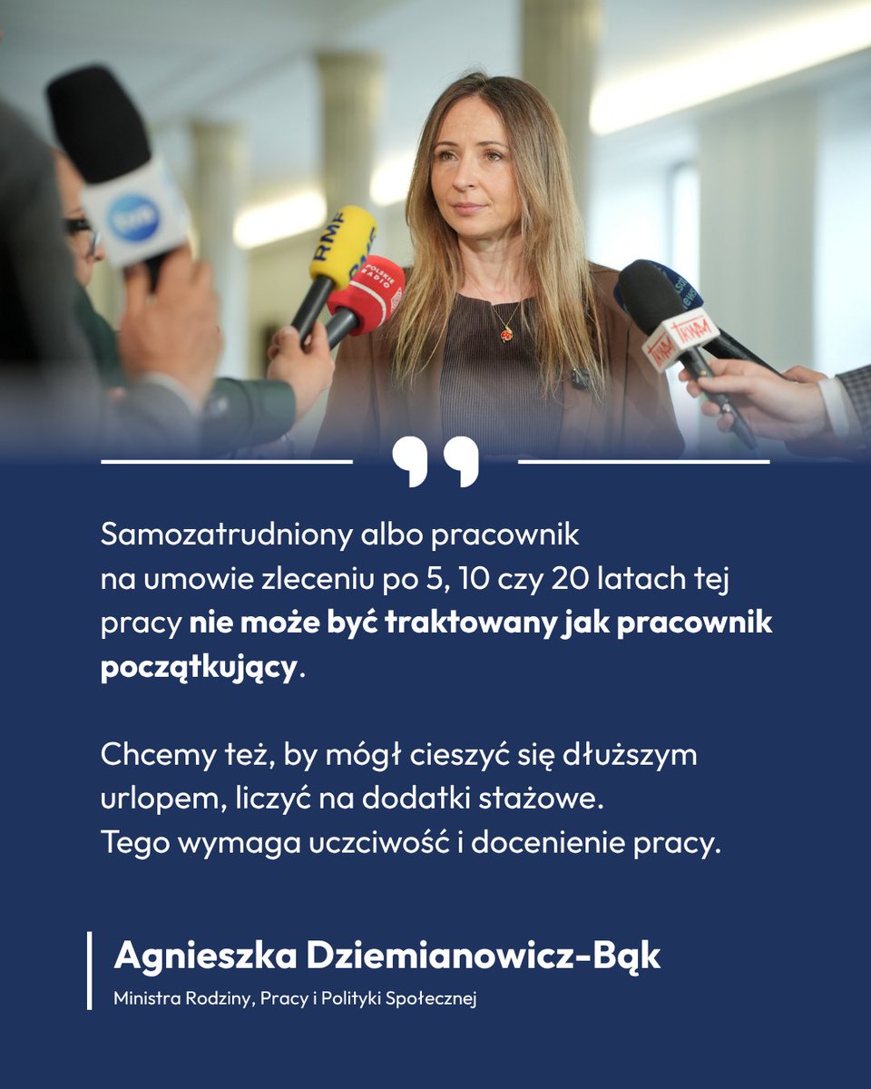 MRPiPS_GOV__PL's tweet image. 📣 Nasz projekt ustawy, zakładający wliczanie do stażu pracy okresów przepracowanych w oparciu o umowę zlecenie albo na własnej działalności gospodarczej, jest coraz bliżej realizacji ⤵️
➡️ Już jutro w #SejmRP odbędzie się pierwsze czytanie nowelizacji Kodeksu pracy📜
ℹ️ Nowe…