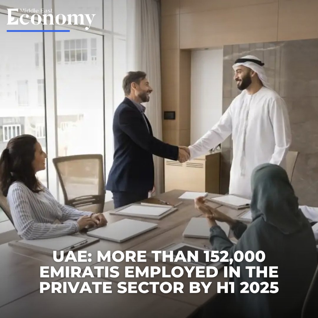 Economy_ME's tweet image. -@MOHRE_UAE announced that the number of Emiratis working in the private sector has surpassed 152,000, employed across 29,000 companies as of June 30, 2025, the deadline set for achieving Emiratization targets for the first half of the year.
Read more: economymiddleeast.com/news/uae-more-……