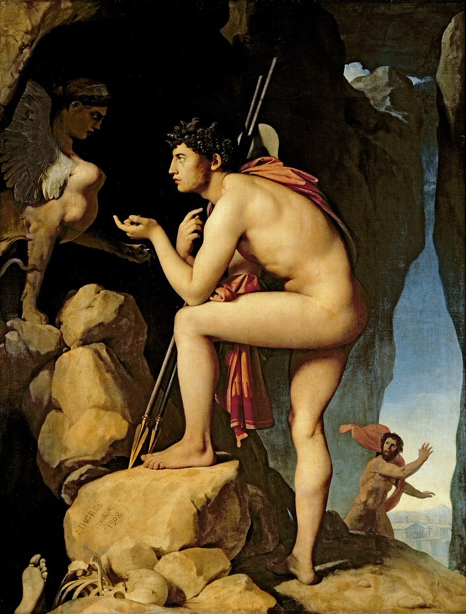 occult__culture's tweet image. Oedipus and the Sphinx, Jean Auguste Dominique Ingres