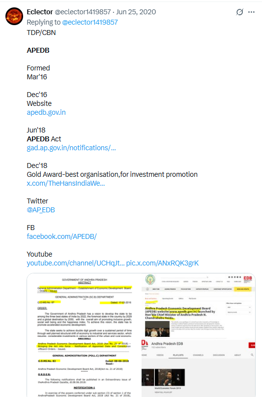 eclector1419857's tweet photo. #SIPB #APEDB @AP_EDB రెండూ మీ Govt హయాంలో వచ్చినవే

#SWS #SingleWindow మీ Govt హయాంలో వచ్చినదే

ప్రభుత్వాలు మారినా శిలాశాసనాల్లా కొనసాగుతూనే ఉన్నాయ్-ఉంటాయి

పెట్టుబడులు end-to-end materialize అవ్వాలంటే IAS లనే కాకుండా లోకల్ MLA లనూ బాధ్యులను చేయండి టార్గెట్స్ పెట్టండి @ncbn గారూ https://t.co/vysueFrRJV
