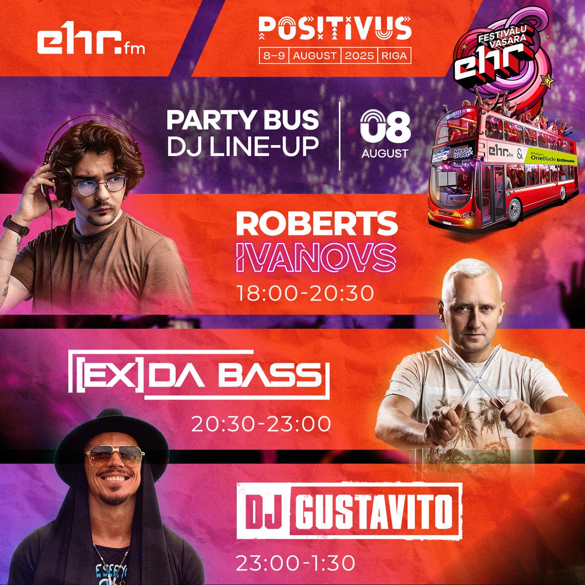 positivus's tweet image. Dejas un mūzika ir neatņemama festivālu sastāvdaļa, bet kur tā pa īstam “noraut jumtu” Positivus festivālā? Pie EHR Party Bus - ar karstām ballītēm un jaudīgajiem EHR &amp;amp; radio SuperHits DJ’iem! 💥

Sagatavojies lēkāt un tiekamies Positivusā 8. un 9. augustā Rīgā, Lucavsalā! ❤️‍🔥