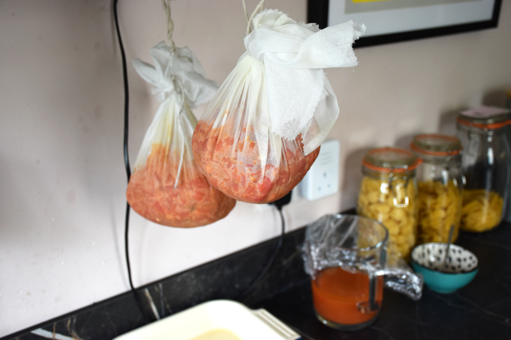 JackMwriter's tweet image. Two kilos of tomatoes, and 36 hours of straining them through muslin, and all for this. The bowls of gazpacho we were planning to serve our neighbours turned into shot glasses.
#gazpacho #soup
