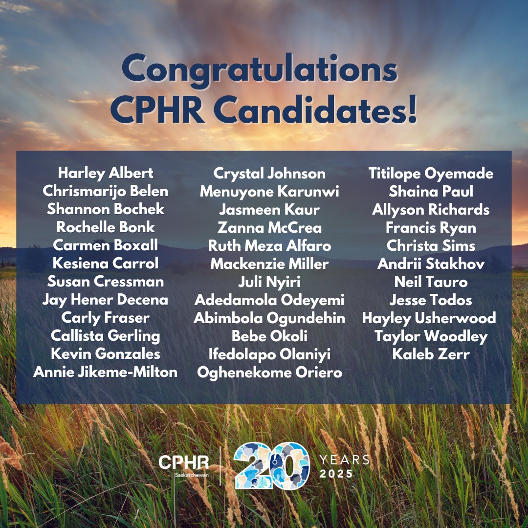 CPHRSK's tweet image. 🎉Congratulations to the newest CPHR Candidates in Saskatchewan!🎉

#CPHR #HR #HumanResources #PeopleLeadingBusiness