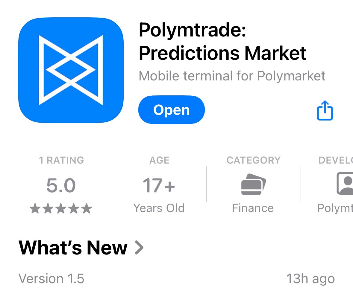 polymtrade's tweet image. Version 1.5 is now live on the App Store.
– Fee system activated: 0.5% per trade is sent to
0x2f1339db75e1dc0cf133d61538ede7964647ccf0 @0xPolygon wallet if the user holds less than 1M $PM
– Updated App Store listing — now searchable via “Polymarket”
🔗 apps.apple.com/id/app/polymtr……