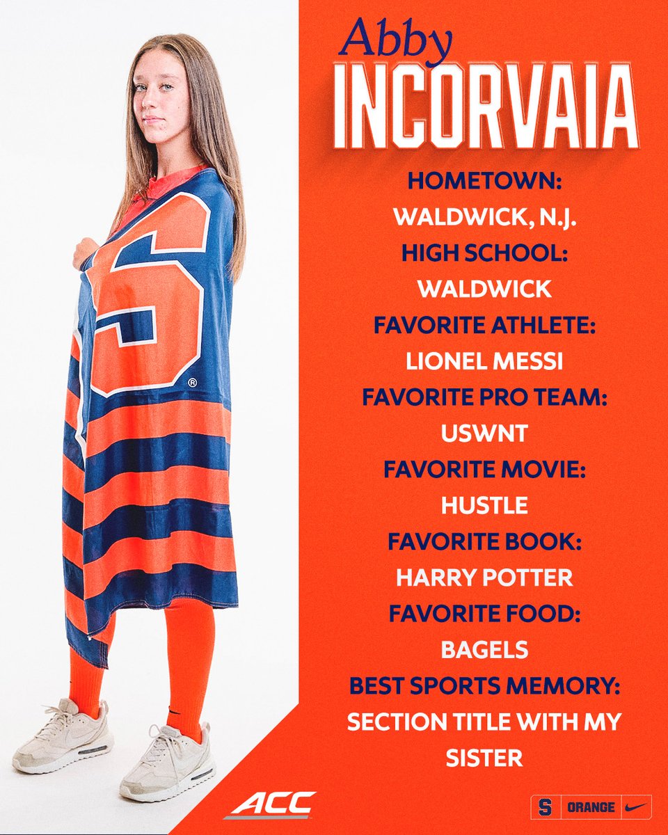 CuseWSOC's tweet image. ⚽️Meet freshman Abby Incorvaia! 🍊
