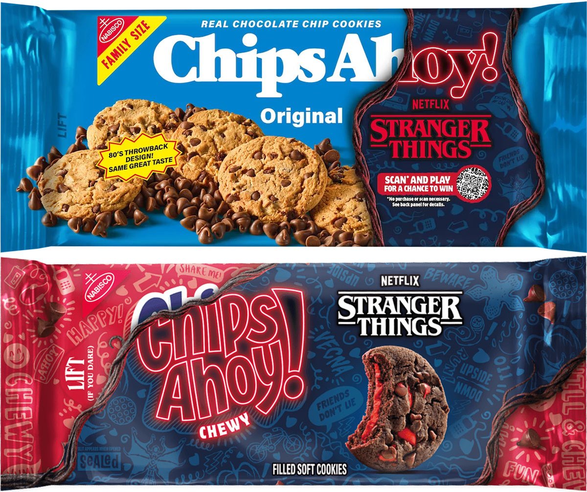 BDisgusting's tweet image. Chips Ahoy will enter the Upside Down with limited edition STRANGER THINGS cookies.
Look for them in stores nationwide on August 11.