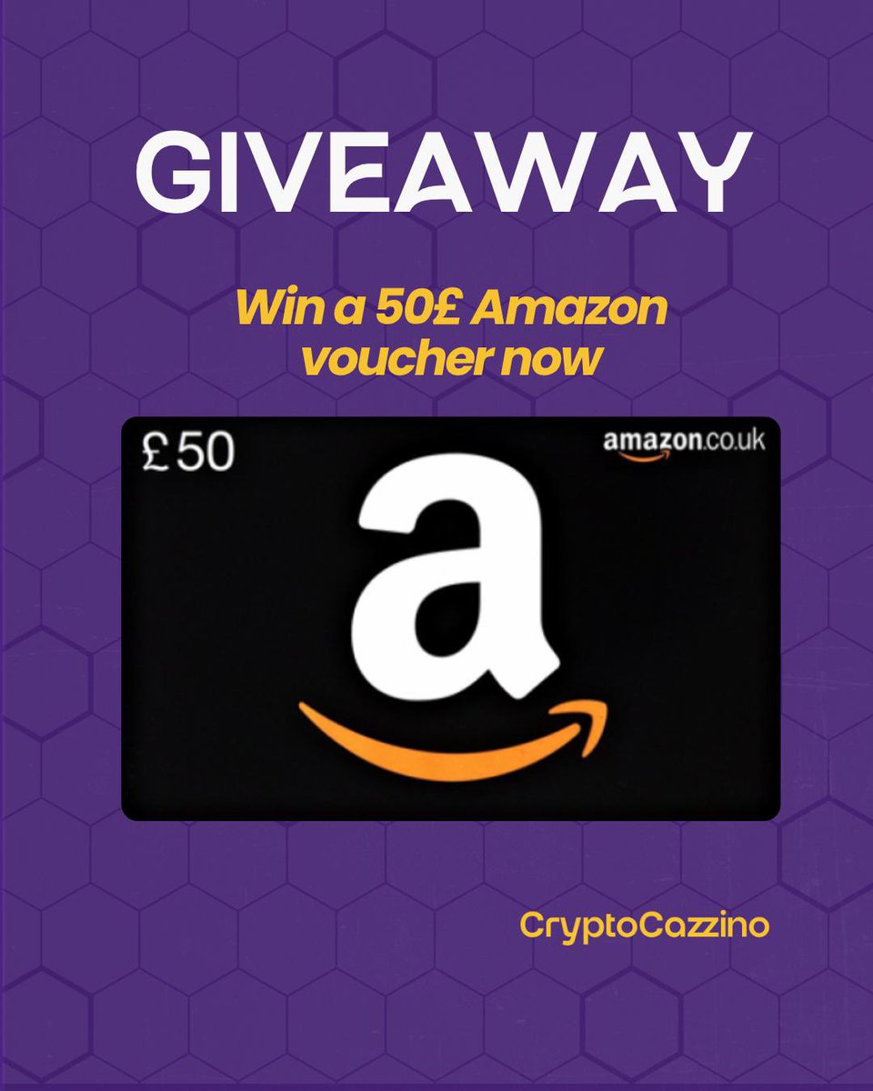 CryptoCazzino's tweet image. 🚨 £50 AMAZON VOUCHER GIVEAWAY! 🚨
We’re giving back to our amazing community with a £50 Amazon gift card! 🎁🛒
To enter:
1️⃣ Like ❤️
2️⃣ Retweet 🔁
3️⃣ Follow @CryptoCazzino
4️⃣ Tag 2 friends 👇
Winner announced in 72 hours ⏳
#Giveaway #AmazonVoucher #CryptoCommunity #Freebie…