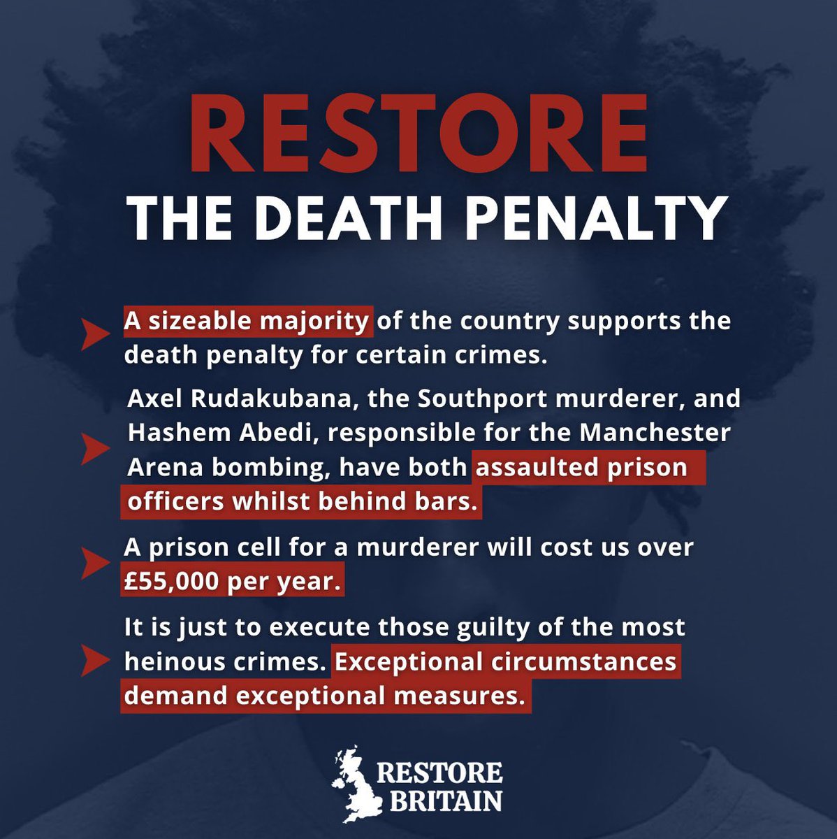 RupertLowe10's tweet image. Why should we keep monsters like Axel Rudakubana alive, in El Salvador or anywhere else?
Exceptional circumstances call for exceptional measures.
We must restore the death penalty.