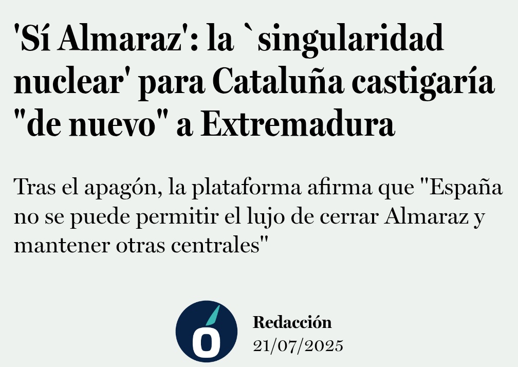 Las nucleares son buenas para Cataluña y malas para Extremadura. Igual que los trenes o la financiación.