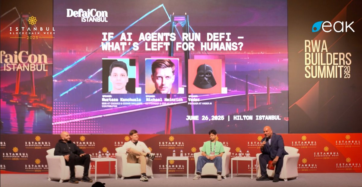 mcpauld's tweet image. Still buzzing after hosting the DEFAI Stage and moderating one of the most important conversations at #ibw2025
"If AI Agents Run DeFi, What’s Left for Humans?"
🎥Watch here: youtu.be/BBJx4hrWAB8?si…
Massive thanks to @DefaiCon and the @IstanbulBlockWk team for the opportunity.…