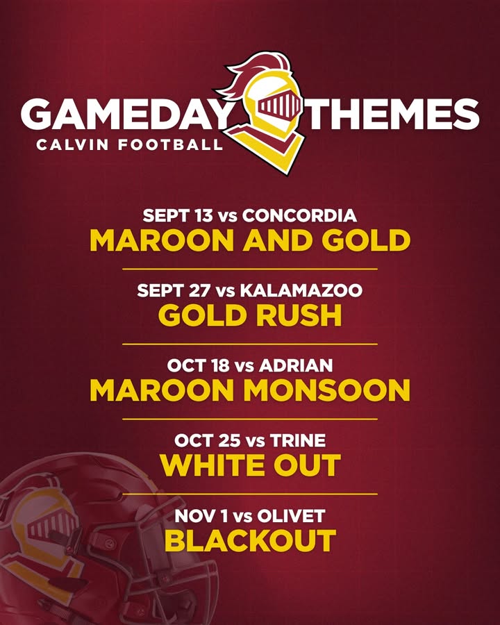 Calvin_Uni's tweet image. Knight Nation, it’s go time. 🏈 Single-game tickets are officially on sale—let’s pack the stands and bring the noise! ❤️ 💛
Purchase tickets ➡️ bit.ly/4lXTxTu
#GoCalvin #CalvinUniversity #ArmorUp
