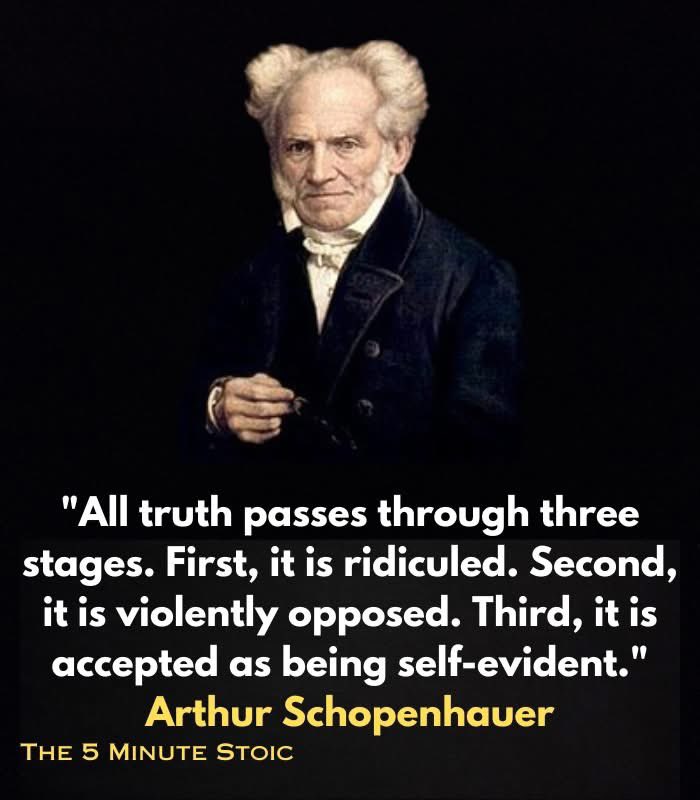 PrimoRadical's tweet image. Interesting that Schopenhauer first said this.
The variation of this quote (“first they laugh at you, then they fight you, then you win”) is attributed to Ghandi.