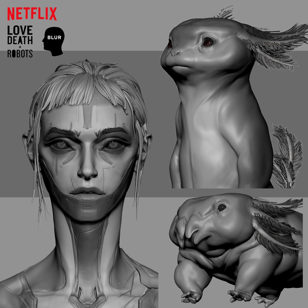 Panfilova_art's tweet image. Concept sculpts I made for "Love, Death & Robots" Spider Rose episode with Blur studio