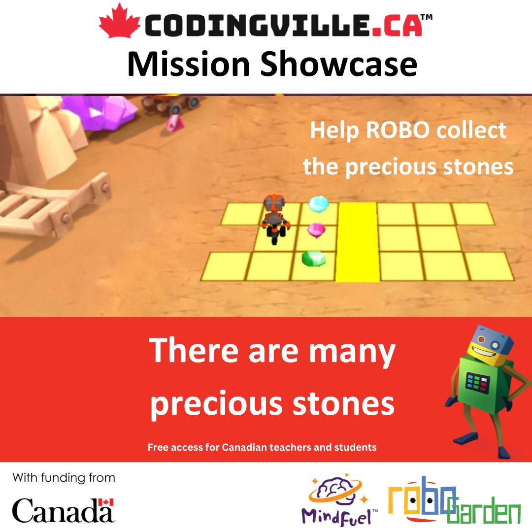 In his latest adventure, Robo needs your help to identify his precious gem stones. Check it out below!

codingville.ca