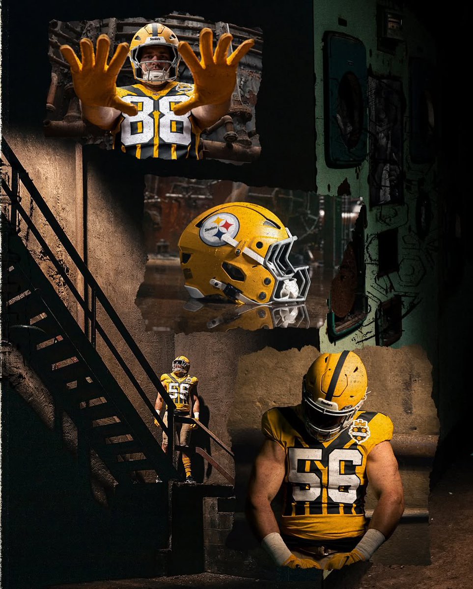 NFLFrance's tweet image. 👀 Les @steelers dévoilent un nouvel uniforme retro de la saison 1933 !
Avec leur ancien logo, et ce casque jaune inédit, cette tenue sera portée lors du Week 8 face aux Packers.
Vous validez ?