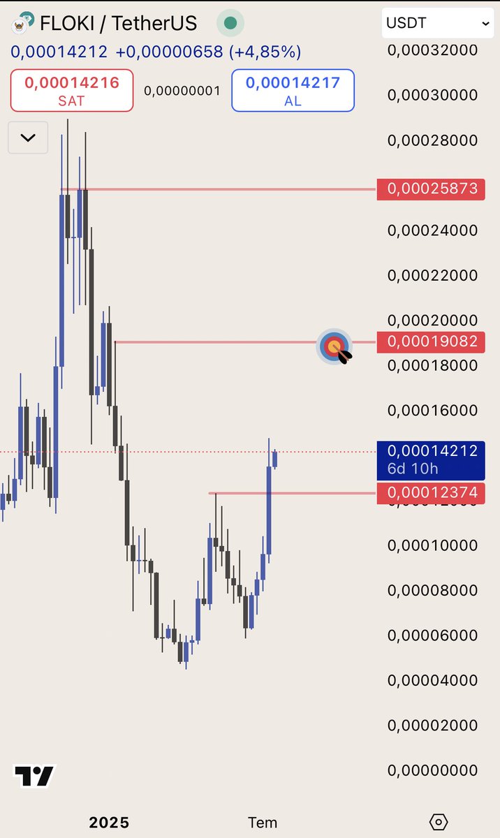 Haftalık kapanış ile birlikte adım adım hedeflerine doğru gidiyor. Yolumuz uzun $FLOKI 😎