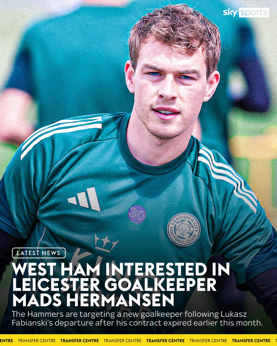 SkySportsPL's tweet image. West Ham are interested in Leicester’s Mads Hermansen 🧤
The Hammers are looking for a new goalkeeper after Lukasz Fabianski’s contract expired last month ✍️