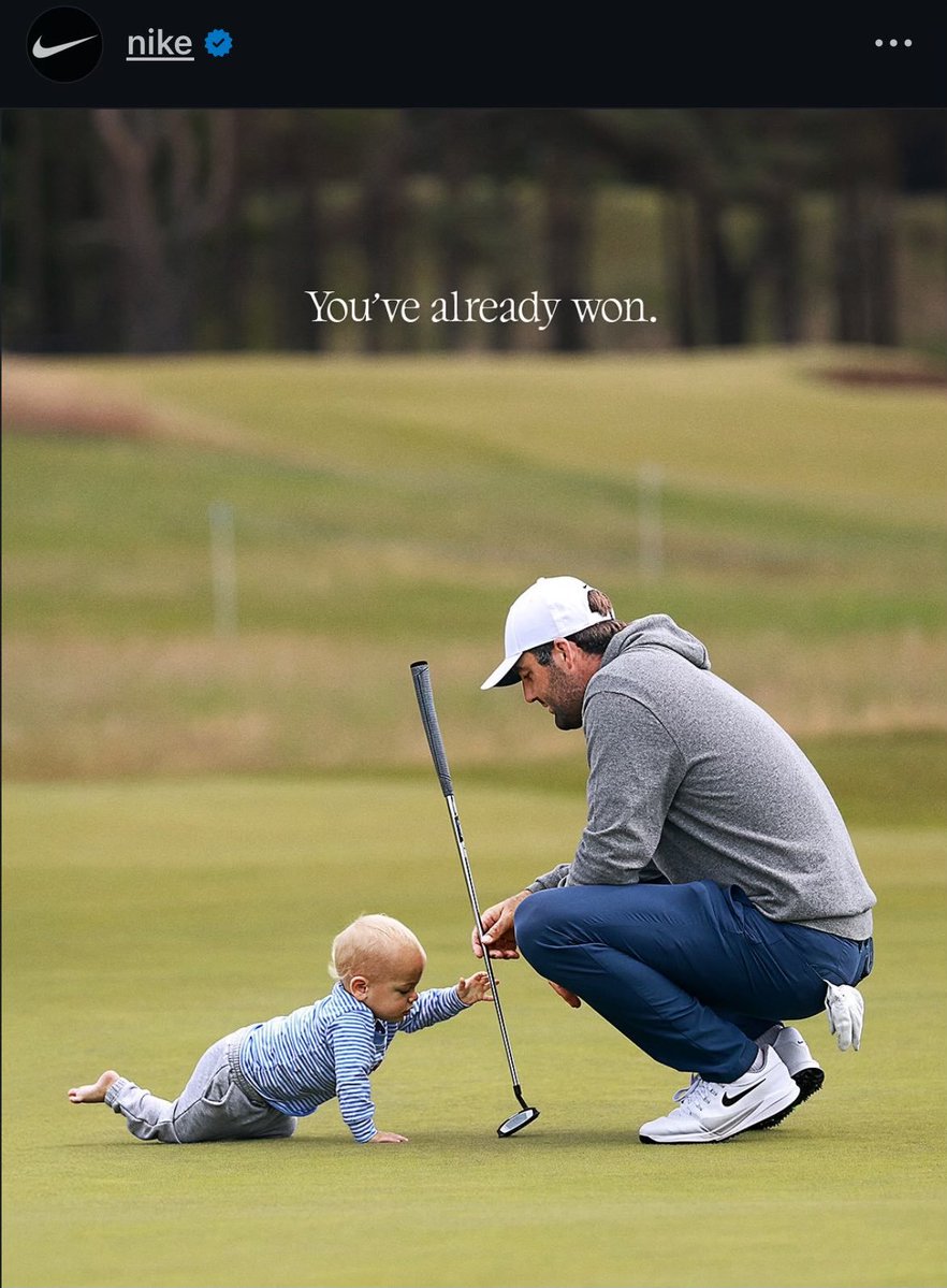 theisabelb's tweet image. Culture is radically changing.
Even a year ago, Nike would have never posted a pro-family advertisement honoring great dads over whatever left-wing talking point is trending these days.
Related note, becoming even more of a Scottie Scheffler stan these days.