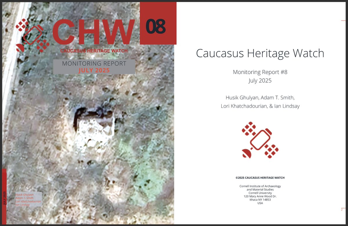 Report #8 on 500+ cultural heritage sites in former Nagorno-Karabakh out today. See findings from satellite monitoring missions in fall 2024 &amp; spring 2025. Takeaways: no new destruction; damage to 2 cemeteries &amp; 1 church; spike in # of threatened sites.1/4 tinyurl.com/hm6daw9x