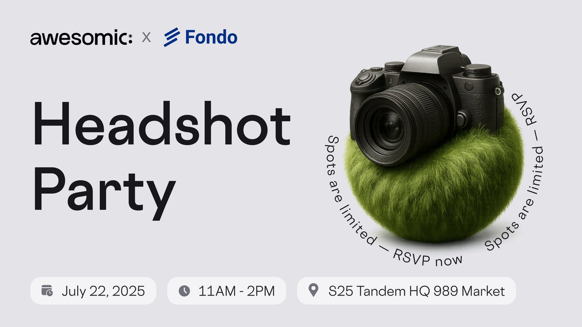 awesomic's tweet image. Still pitching with a photo from Burning Man 2016?
Let’s fix it — tomorrow.
📸 Pro headshots (finally)
🤝 Chill hangout w/ YC founders
🥤 Cold drinks, smart convos, no breakout rooms
Snacks included. Excuses not.
Last chance to RSVP: lu.ma/vwjct2a0