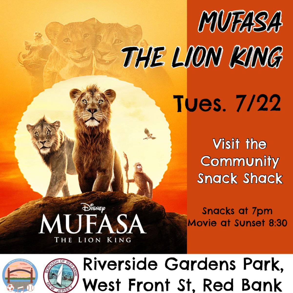 🎥 Don’t miss our Movie in the Park tomorrow night at Riverside Gardens Park!
We’re showing Mufasa: The Lion King!!!
The movie begins at dusk!