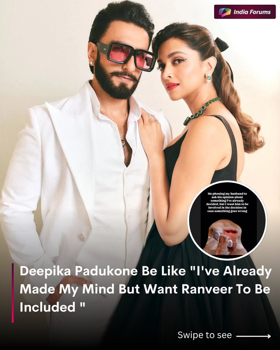 indiaforums's tweet photo. We're just witnessing the best Marriage humour by Deepika sharing it to her story and tagging Ranveer to mark such meme sharing as their love language 😂
.
.
#DeepikaPadukone #RanveerSingh #FunnyMemeSharing #TaggingLover #MarriageHumour #BollywoodCouples #MemeSharing #If #IndiaForums