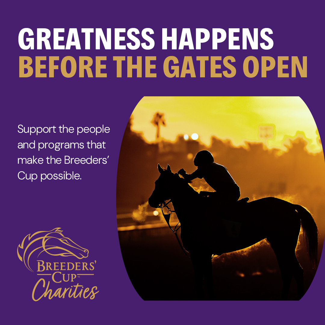 ABRLive's tweet image. On July 23, join us for the @BreedersCup Annual Day of Giving as they support Thoroughbred industry causes across five key pillars 💜🐎
Every dollar donated will be matched up to $100,000!
Make a difference: breederscup.com/charities