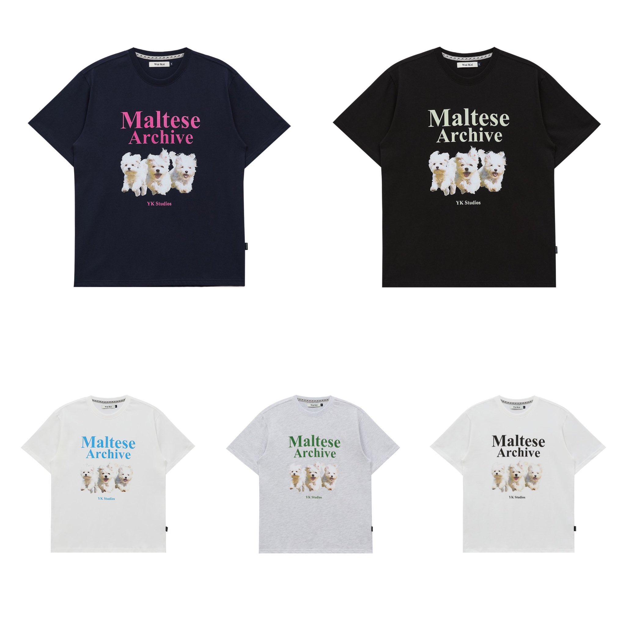 ★ Wai Kei★ Maltese Archive Kara Man to Man Pink YKBE01TS0 Maltese archive line graphic half sleeve tshirts - WaiKei