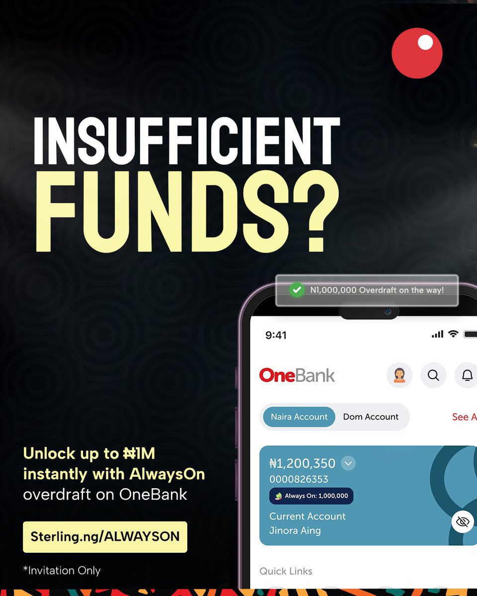 OneBankNG's tweet image. Imagine using OneBank and washing plates at a restaurant because of insufficient funds💀
Actually, don’t imagine it cos we would never allow that.
You can just get an overdraft on OneBank and keep things moving😉
Visit sterling.ng/alwayson/ to learn more.