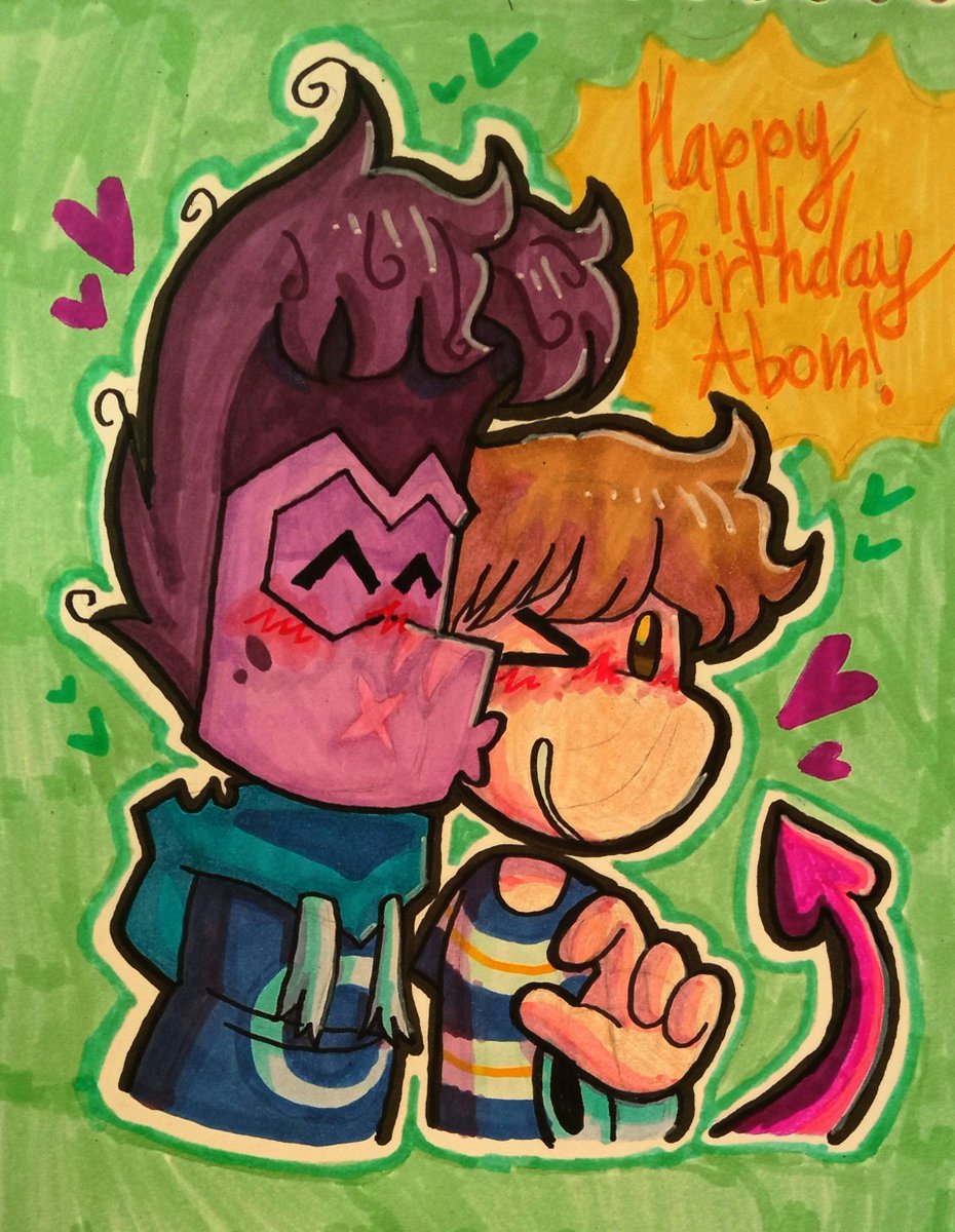 InfiniAltairs's tweet image. I tried my best while still having to draw on paper

but yee Happy Birthday to @abom_hasLanded 🔥💜💚