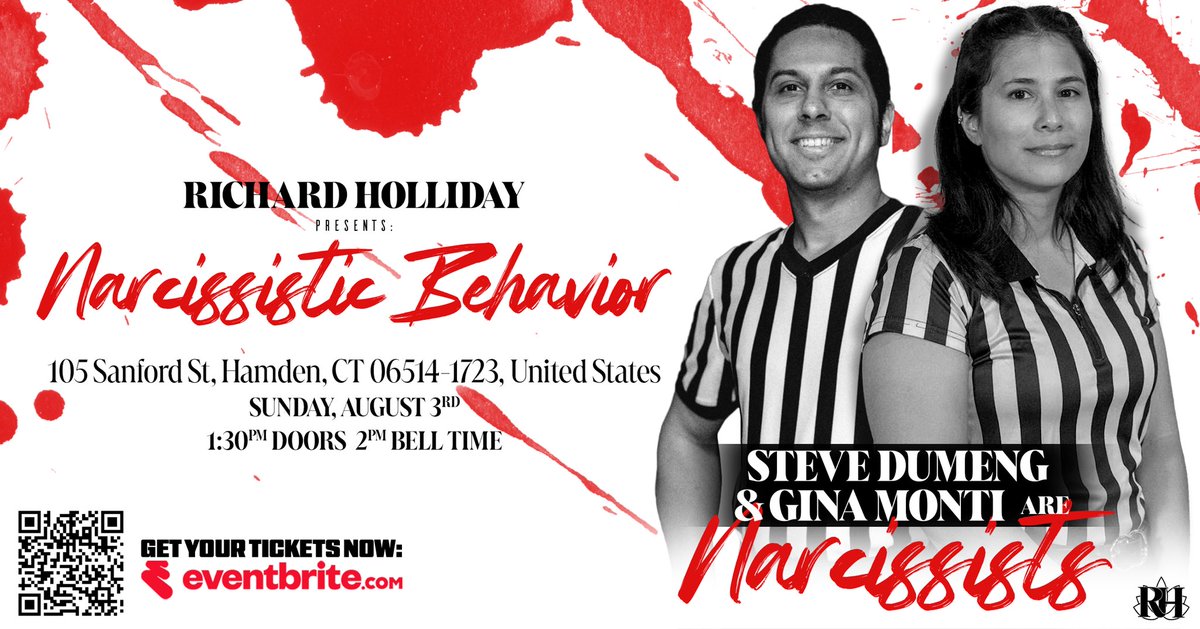 MostMarketable's tweet image. Its official…
I have two NARCISSISTIC OFFICIALS set for 8/3‼️
Welcome two of the best in the game: Steven Dumeng & Gina Monti!
Matches announced:
Purazzo vs B3CCA
Hammerstone vs Bronson
EC3 vs Maclin vs Rourke
Miracle Generation vs S2S
+ MORE.
🎟️: TinyURL.com/RichardHolliday