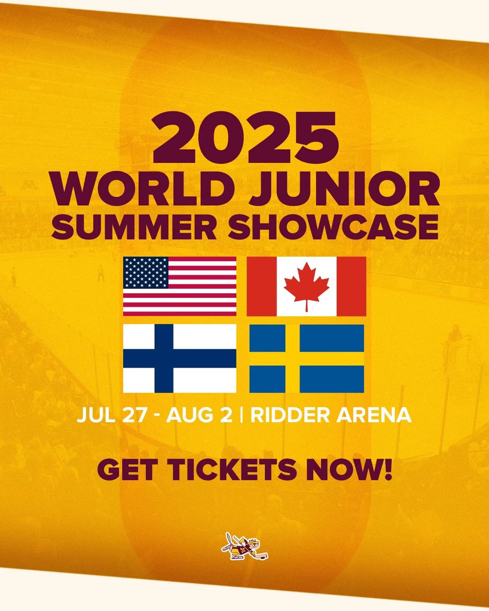 GopherHockey's tweet image. We’re less than a week away from the Summer Showcase! ☀️
Don’t miss your chance to watch the world’s best right here on campus!
Tickets: z.umn.edu/ajsg