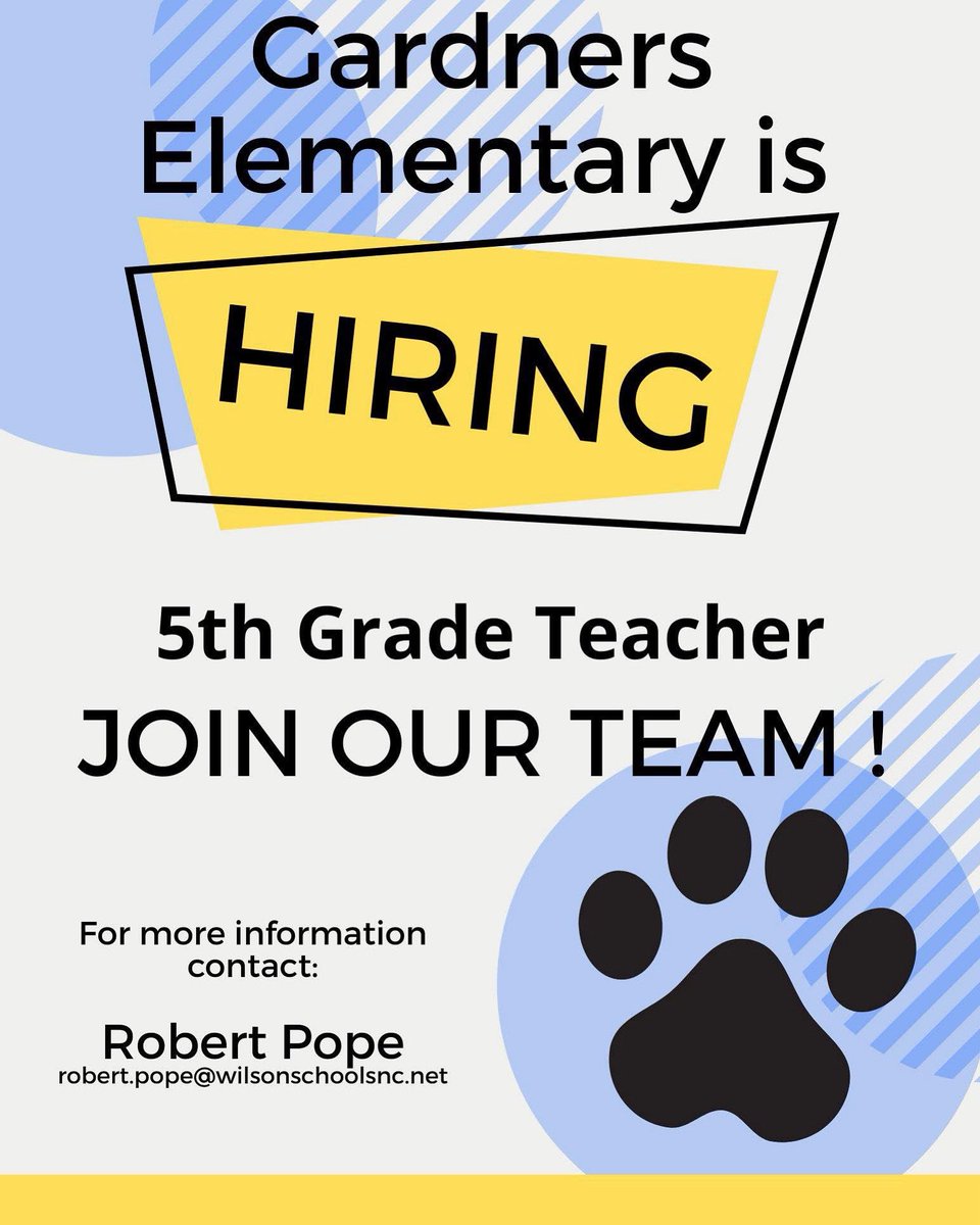 WilsonCountySchools (@wilsonschoolsnc) on Twitter photo ๐ฃ 5th Grade Teacher position available at Gardners Elementary!
๐ป Apply today - wilson.schoolspring.com
๐ง Contact - robert.pope@wilsonschoolsnc.net
#WCSistheBEST #LearnCreateInspire #WorkwithWCS #jobsearch #employment #TeacherJobs ๐ฃ 5th Grade Teacher position available at Gardners Elementary!
๐ป Apply today - wilson.schoolspring.com
๐ง Contact - robert.pope@wilsonschoolsnc.net
#WCSistheBEST #LearnCreateInspire #WorkwithWCS #jobsearch #employment #TeacherJobs