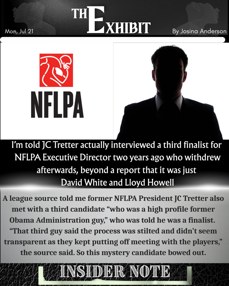 JosinaAnderson's tweet image. Insider Note: A former Obama Administration official has something to say about the NFLPA's process of hiring their last Executive Director.