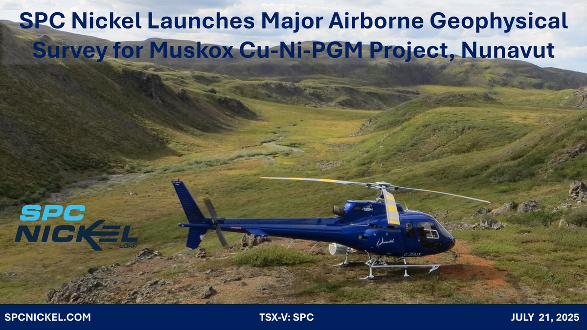 🚁 $SPC.V launches 1,000 line-km EM survey at Muskox Cu-Ni-PGM Project in #Nunavut targeting the Keel Zone, a Voisey’s Bay analogue. 

“We are just beginning to scratch the surface of this exciting project!”

Details here 👉  bit.ly/3IOSHKu

#Copper #Nickel #JuniorMining