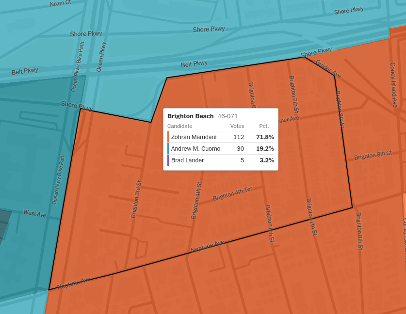 maevehove's tweet image. ive talked abt this brighton beach precinct (historically russian, growing pakistani + uzbek + other former SSRs) at like 5 or 6 forums panels other events and i promise to never shut up about it. when pundits talk about the "zohran coalition" this is what it actually looks like.