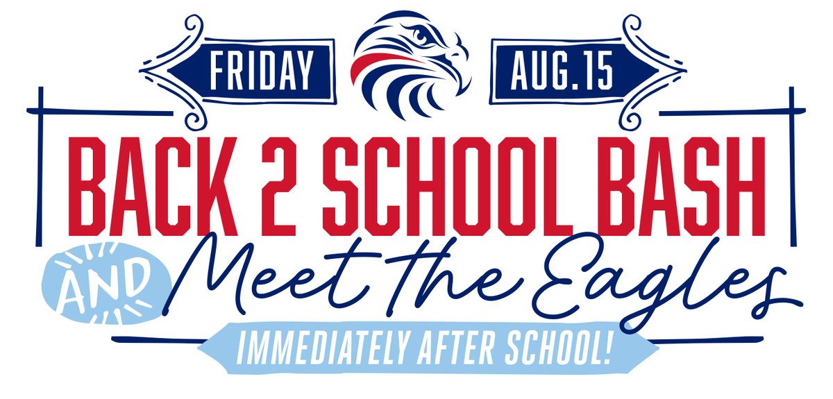📣 Save the Date!
🎉 Back to School Bash + Meet the Eagles
📅 Friday, August 15 (right after school)
Kick off the year with spirit, fun, and Eagles pride!
📍Details coming soon — mark those calendars! 🦅
#WeArePBS #BackToSchoolBash #MeetTheEagles