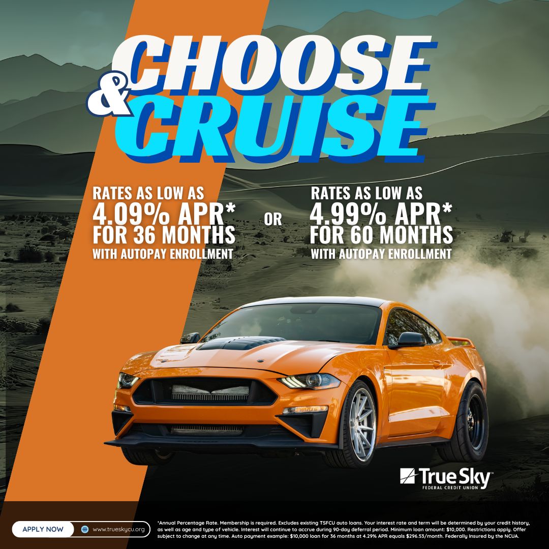 Ready to roll? You choose the ride, we’ll handle the perks!
With rates as low as 4.29% APR or 90 days of no payments, it’s time to hit the road with a deal that fits your style.

Enroll in autopay and cruise into savings!

Apply now!
#ChooseAndCruise